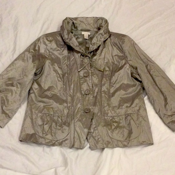 Silver Metallic Bomber Jacket Size Large - Picture 1 of 8